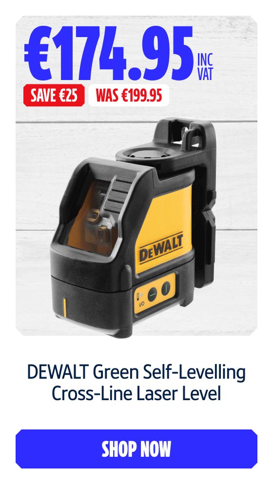Save €25 Inc VAT on this DEWALT Green Self-Levelling Cross-Line Laser Level. Shop Now