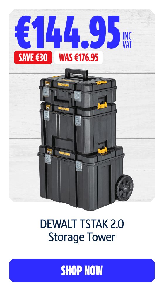Save €30 Inc VAT on this DEWALT TSTAK 2.0 Storage Tower. Shop Now