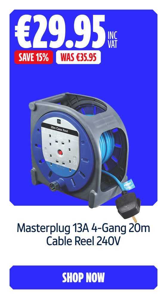 Save 15% on this Masterplug 13A 4-Gang 20m Cable Reel 240V. Shop Now